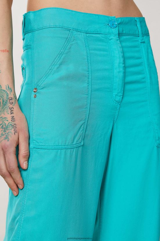 vestir mx Patrizia Pepe mujer pantalones largos de tencel agua verde 66024R603