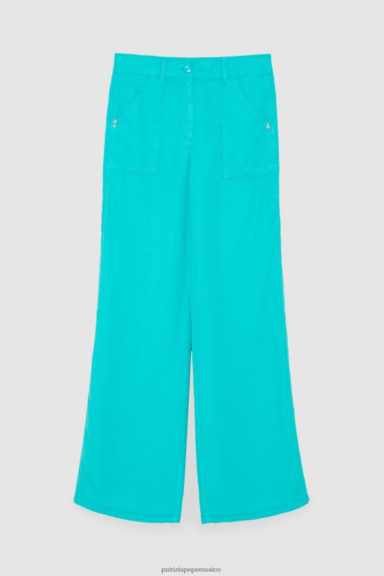 vestir mx Patrizia Pepe mujer pantalones largos de tencel agua verde 66024R603