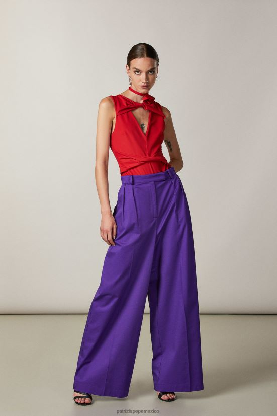 vestir mx Patrizia Pepe mujer pantalones palazzo de corte boyfriend violeta sexy 66024R576