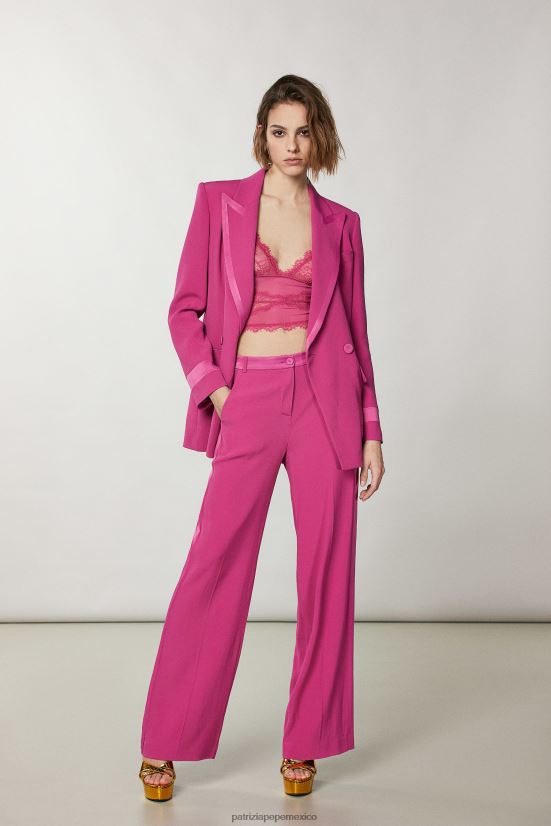 vestir mx Patrizia Pepe mujer pantalones palazzo de raso ceremonia fucsia 66024R264