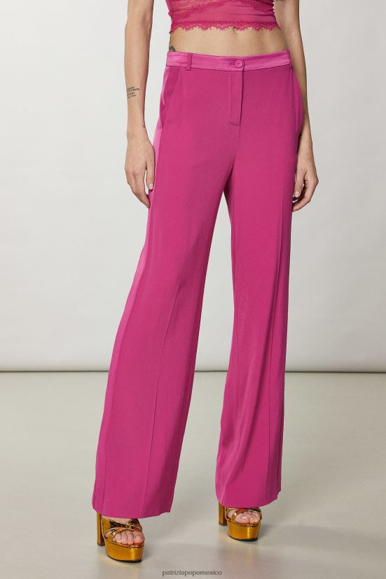 vestir mx Patrizia Pepe mujer pantalones palazzo de raso ceremonia fucsia 66024R264
