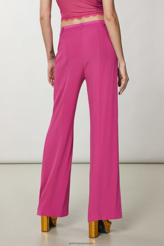 vestir mx Patrizia Pepe mujer pantalones palazzo de raso ceremonia fucsia 66024R264