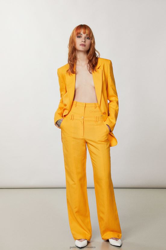 vestir mx Patrizia Pepe mujer pantalones palazzo de talle bajo naranja jugosa 66024R215