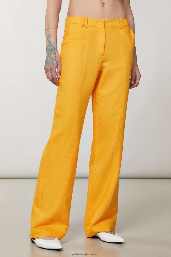 vestir mx Patrizia Pepe mujer pantalones palazzo de talle bajo naranja jugosa 66024R215