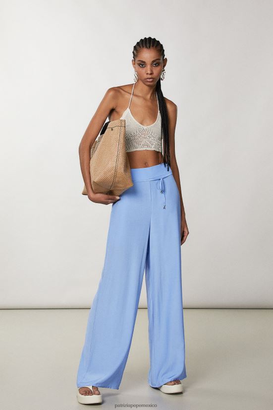 vestir mx Patrizia Pepe mujer pantalones palazzo elásticos azul ceramica 66024R194