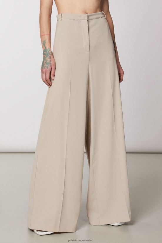 vestir mx Patrizia Pepe mujer pantalones palazzo esenciales beige de ensueño 66024R489