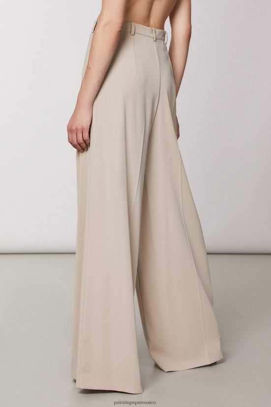 vestir mx Patrizia Pepe mujer pantalones palazzo esenciales beige de ensueño 66024R489