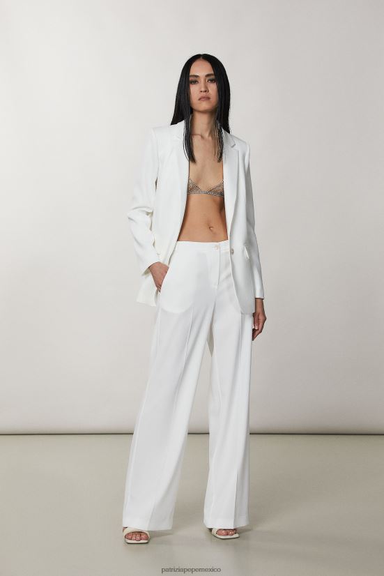 vestir mx Patrizia Pepe mujer pantalones palazzo esenciales blanco 66024R607