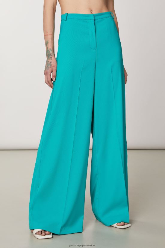 vestir mx Patrizia Pepe mujer pantalones palazzo esenciales ilusión verde 66024R406