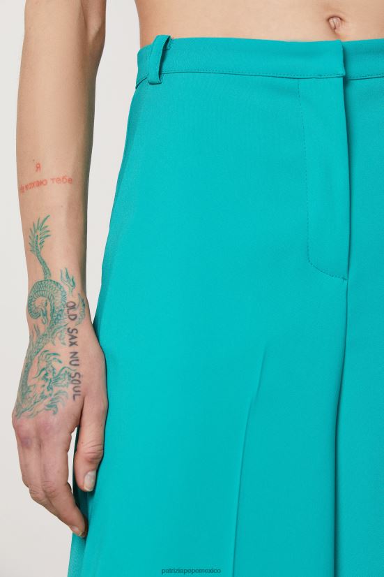 vestir mx Patrizia Pepe mujer pantalones palazzo esenciales ilusión verde 66024R406