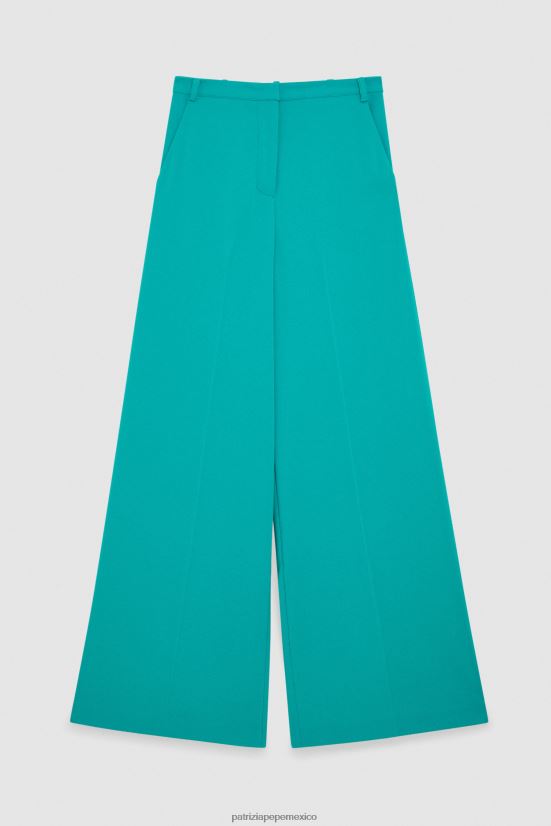 vestir mx Patrizia Pepe mujer pantalones palazzo esenciales ilusión verde 66024R406