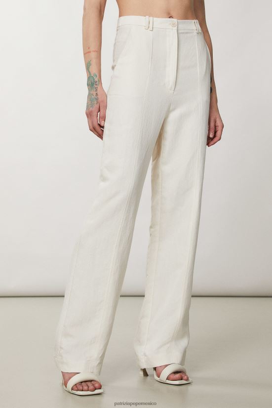 vestir mx Patrizia Pepe mujer pantalones palazzo fluidos lino blanco 66024R231