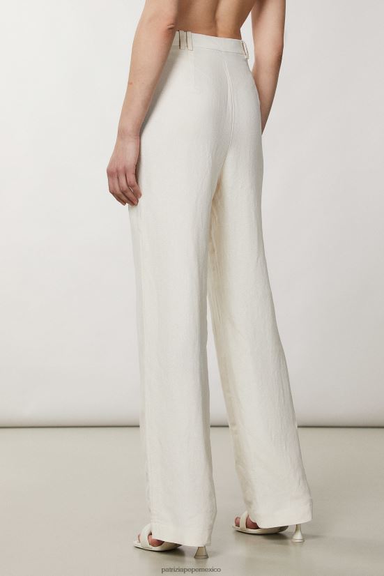 vestir mx Patrizia Pepe mujer pantalones palazzo fluidos lino blanco 66024R231