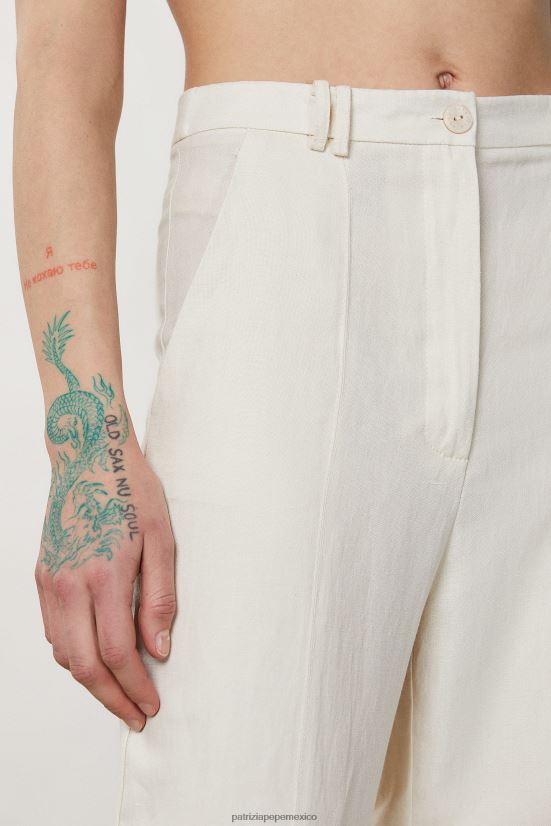 vestir mx Patrizia Pepe mujer pantalones palazzo fluidos lino blanco 66024R231