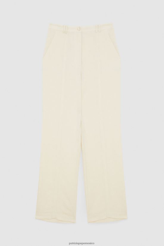 vestir mx Patrizia Pepe mujer pantalones palazzo fluidos lino blanco 66024R231