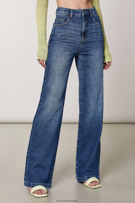vestir mx Patrizia Pepe mujer jeans con cintura alta y parte inferior ancha lavado índigo medio 66024R552