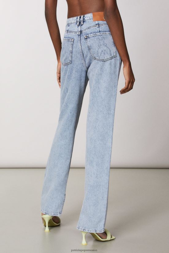 vestir mx Patrizia Pepe mujer jeans de cintura alta con aberturas índigo vintage claro 66024R419