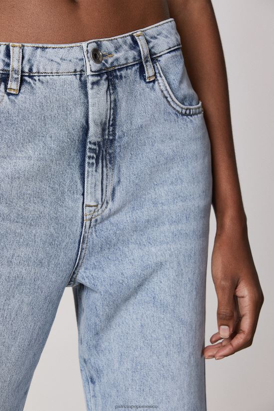 vestir mx Patrizia Pepe mujer jeans de cintura alta con aberturas índigo vintage claro 66024R419