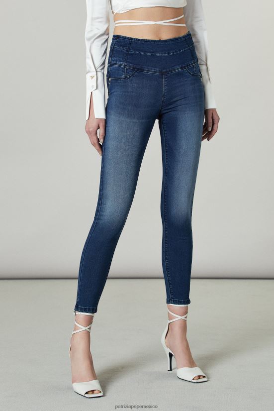 vestir mx Patrizia Pepe mujer jeans tipo jeggings ajustados con cintura alta azul lavado 66024R671