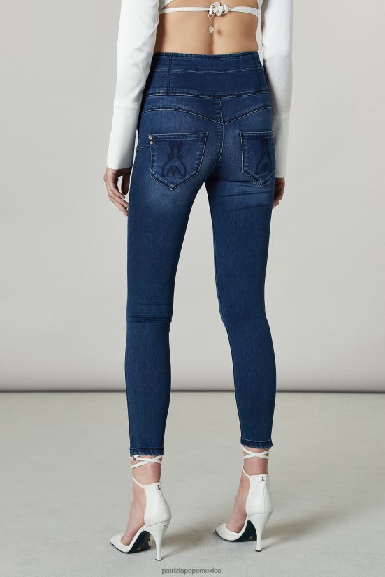 vestir mx Patrizia Pepe mujer jeans tipo jeggings ajustados con cintura alta azul lavado 66024R671