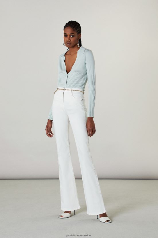 vestir mx Patrizia Pepe mujer jeggings con bordado de moscas blanco 66024R681