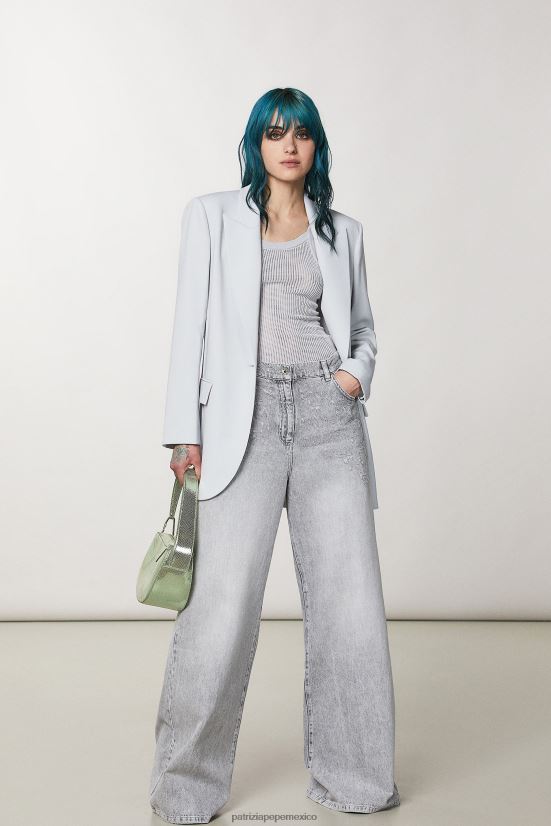 vestir mx Patrizia Pepe mujer pantalones de algodón suave lavado gris mineral 66024R126