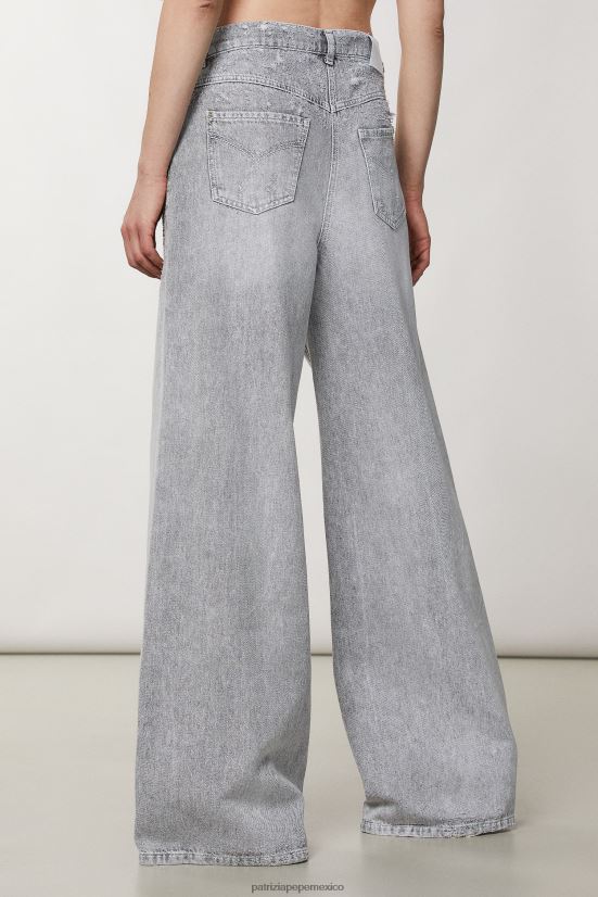 vestir mx Patrizia Pepe mujer pantalones de algodón suave lavado gris mineral 66024R126