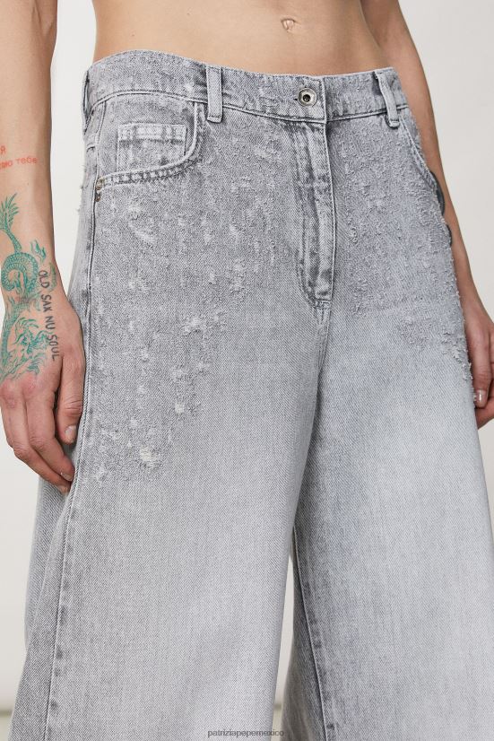 vestir mx Patrizia Pepe mujer pantalones de algodón suave lavado gris mineral 66024R126