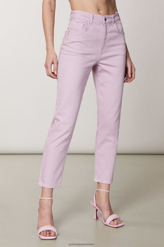 vestir mx Patrizia Pepe mujer pantalones de cintura alta lavado lila fresco 66024R474