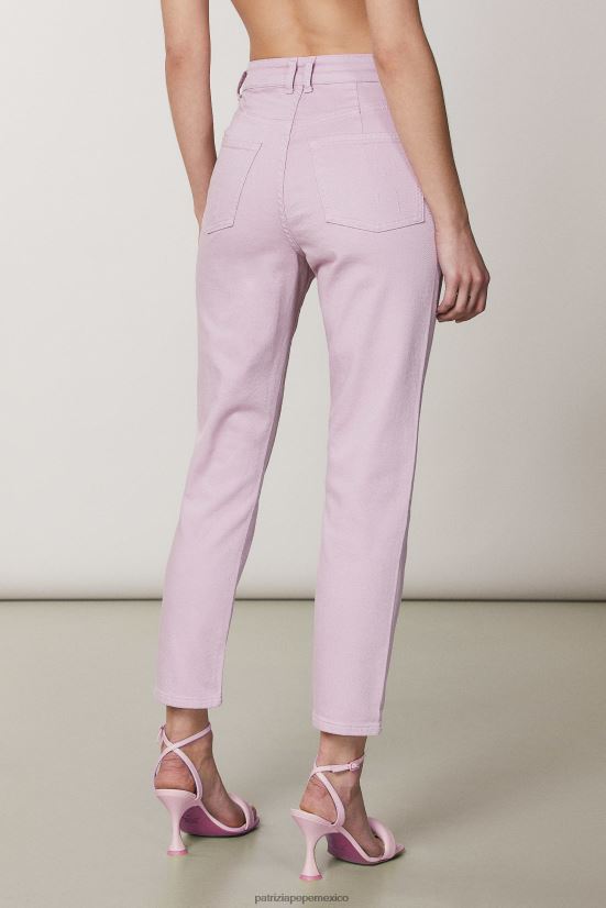 vestir mx Patrizia Pepe mujer pantalones de cintura alta lavado lila fresco 66024R474