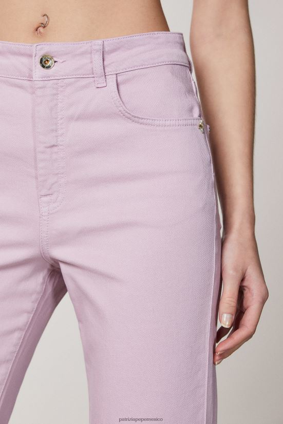 vestir mx Patrizia Pepe mujer pantalones de cintura alta lavado lila fresco 66024R474