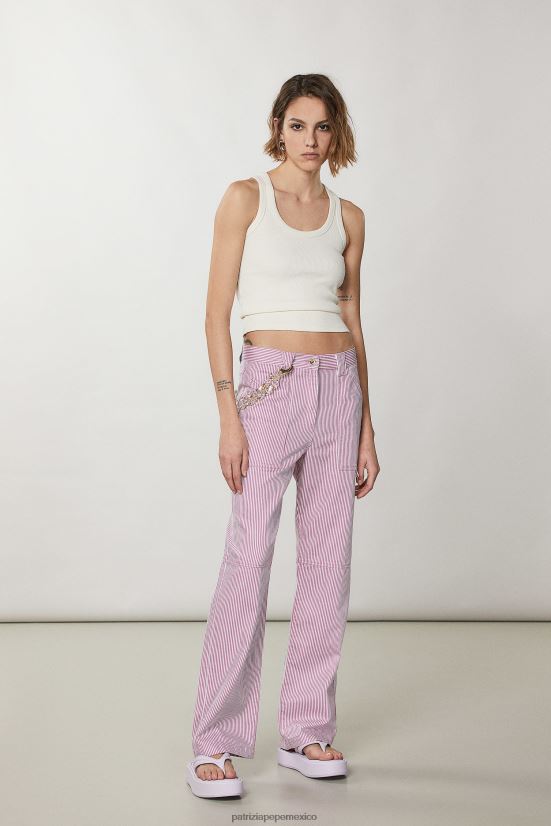 vestir mx Patrizia Pepe mujer pantalones de mezclilla a rayas rayas malva 66024R606