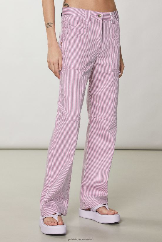 vestir mx Patrizia Pepe mujer pantalones de mezclilla a rayas rayas malva 66024R606