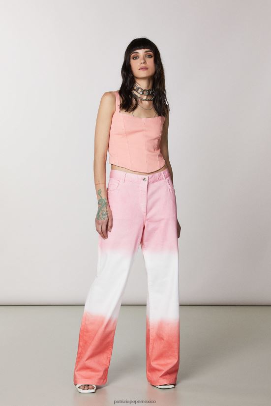 vestir mx Patrizia Pepe mujer pantalones de talle bajo melocotón jugoso degradado 66024R508