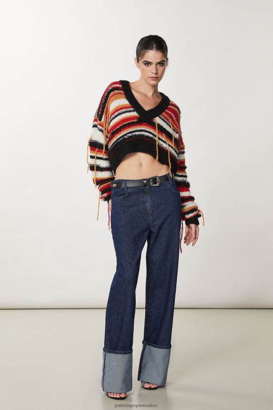 vestir mx Patrizia Pepe mujer vaqueros con vuelta alta auténtico lavado azul 66024R638