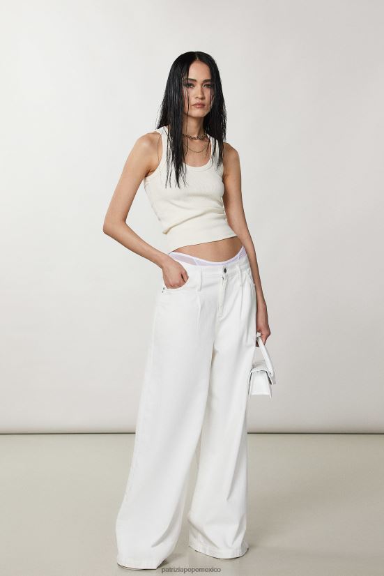 vestir mx Patrizia Pepe mujer vaqueros de gran tamaño blanco 66024R371