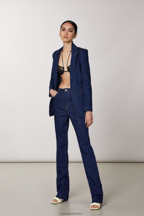 vestir mx Patrizia Pepe mujer vaqueros slim básicos de talle bajo enjuague de mezclilla azul 66024R394