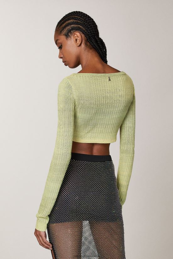 vestir mx Patrizia Pepe mujer cárdigan corto de viscosa degradación de cal soleada 66024R413