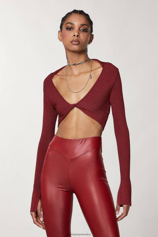 vestir mx Patrizia Pepe mujer cárdigan de viscosa ajustado rojo marciano 66024R54