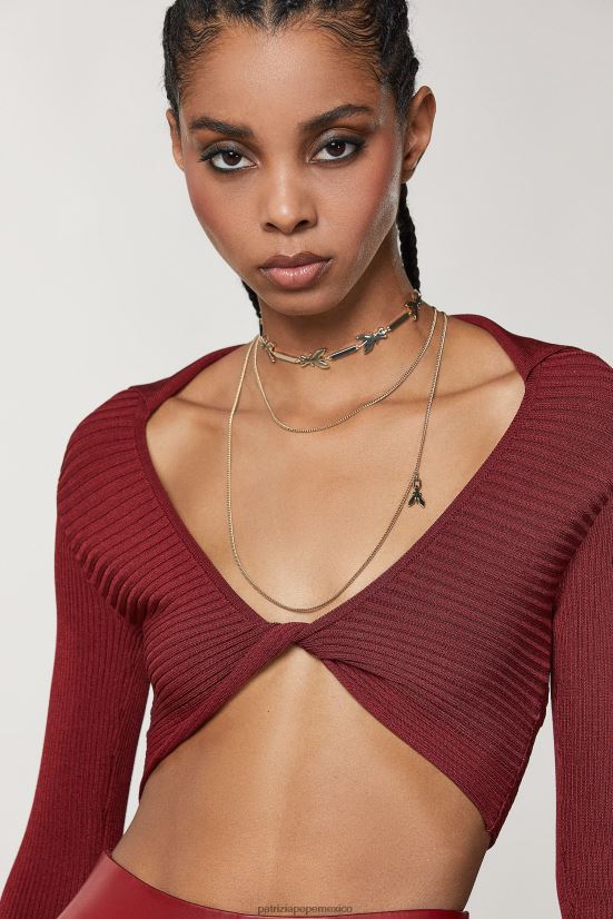 vestir mx Patrizia Pepe mujer cárdigan de viscosa ajustado rojo marciano 66024R54