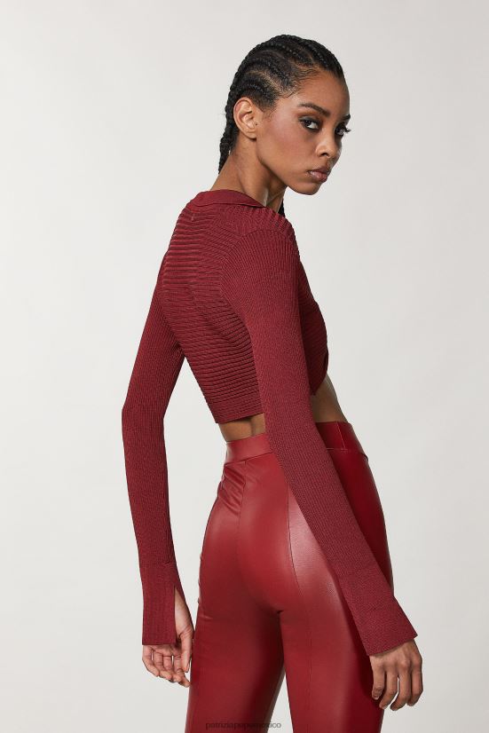 vestir mx Patrizia Pepe mujer cárdigan de viscosa ajustado rojo marciano 66024R54