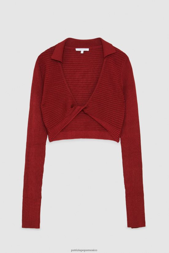 vestir mx Patrizia Pepe mujer cárdigan de viscosa ajustado rojo marciano 66024R54