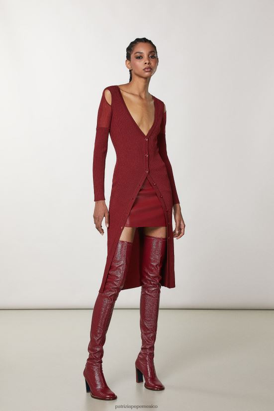 vestir mx Patrizia Pepe mujer cárdigan de viscosa esencial rojo marciano 66024R97