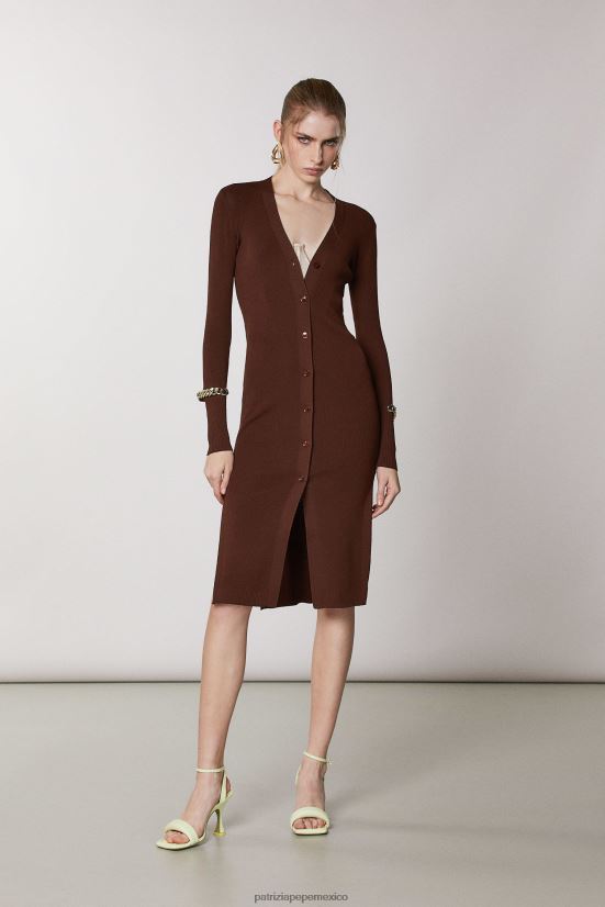 vestir mx Patrizia Pepe mujer cárdigan en mezcla de viscosa chocolate negro 66024R499