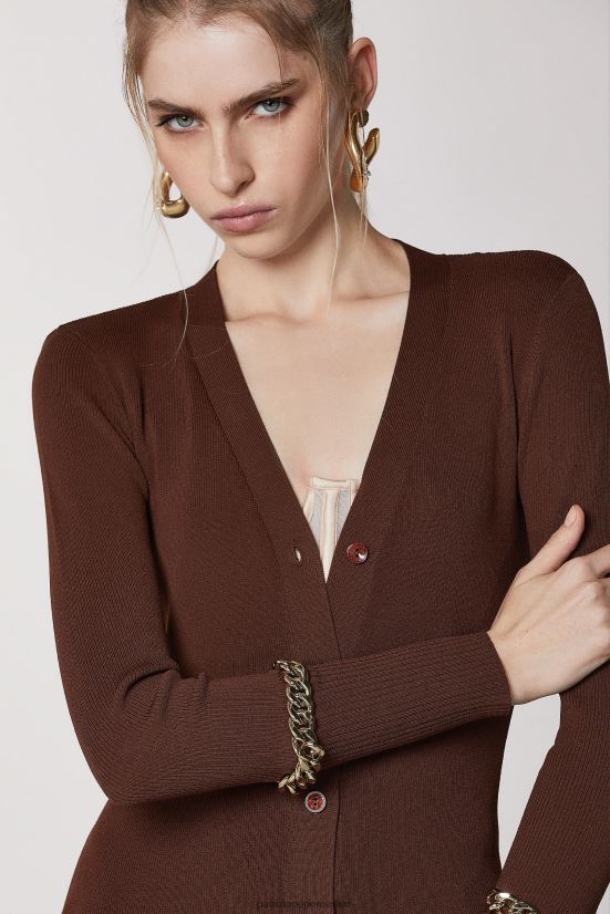 vestir mx Patrizia Pepe mujer cárdigan en mezcla de viscosa chocolate negro 66024R499