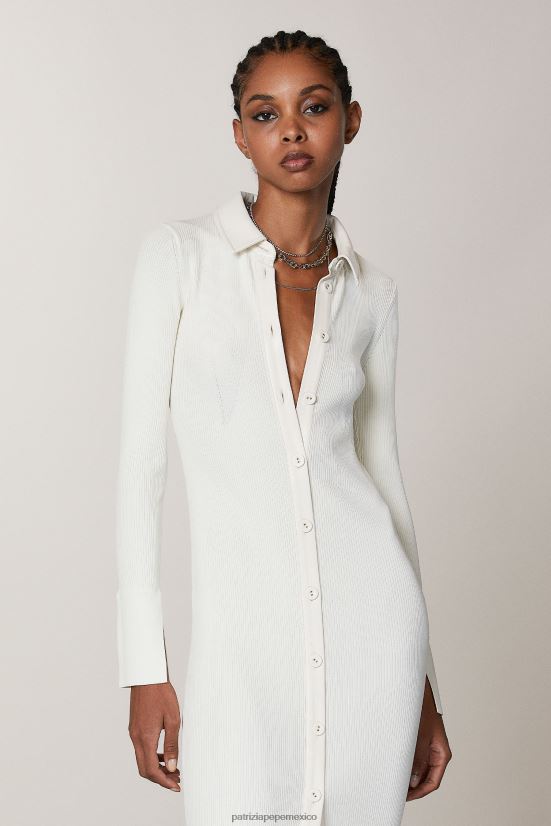 vestir mx Patrizia Pepe mujer cárdigan estilo vestido camisero gardenia blanca 66024R468
