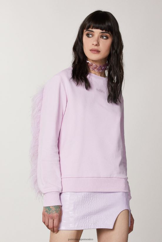vestir mx Patrizia Pepe mujer sudadera con detalle de plumas lila fresca 66024R475
