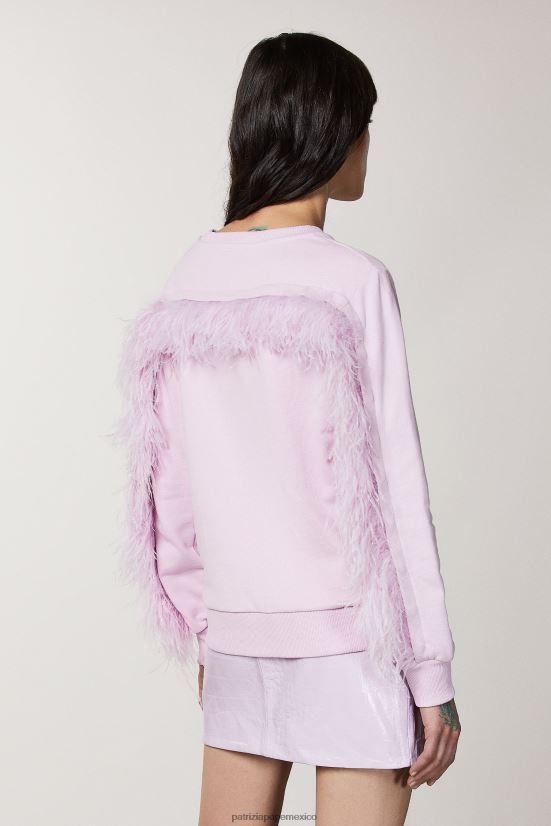 vestir mx Patrizia Pepe mujer sudadera con detalle de plumas lila fresca 66024R475