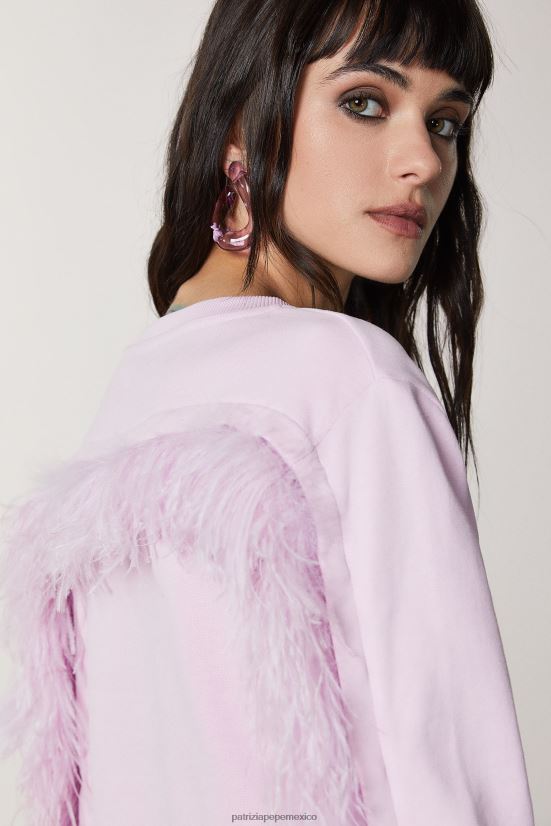 vestir mx Patrizia Pepe mujer sudadera con detalle de plumas lila fresca 66024R475