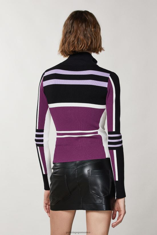 vestir mx Patrizia Pepe mujer jersey de cuello alto ajustado motociclista morado 66024R451